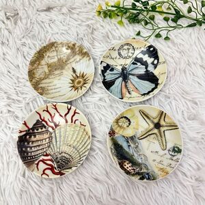 Pottery Barn Set of 4 Nut‎ Candy Dish Sauce Plate 3.5” Island Nautical Theme